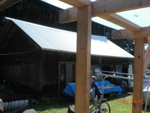 Our barn's new roof (set on top of the old one!)